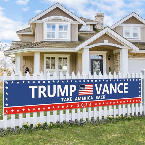 Probsin Trump Vance 2024 Banner 120" x 20" Decorations Take America Back President Trump Vice President Vance Yard Sign Party Supplies Backdrop Hanging Outdoor Gate Decor Fence Door Indoor Wall