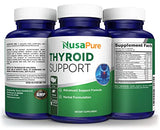 NusaPure Thyroid Support Supplement (Non-GMO) 120 caps, Ashwaganda, Iodine, Zinc, kelp, Vitamin B12, L-Tyrosine, Selenium, Copper