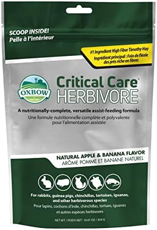 Oxbow Critical Care Herbivore - Nutritionally Complete Feeding Assist Formula for Small Animals & Pets - Critical Care Herbivore Apple-Banana (454g)