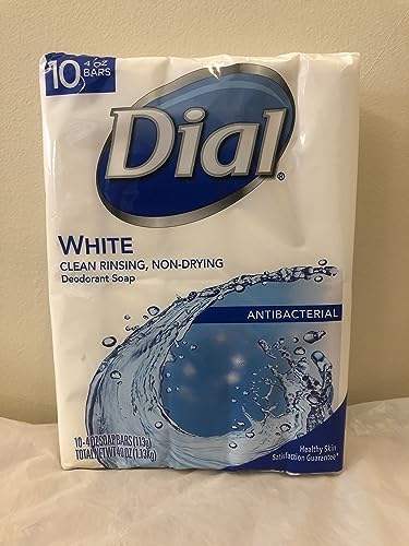 Dial Antibacterial Bar Soap, White, 4 Ounce, 10 Bars
