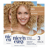 Clairol Nice'n Easy Permanent Hair Dye, 8G Medium Golden Blonde Hair Color, Pack of 3