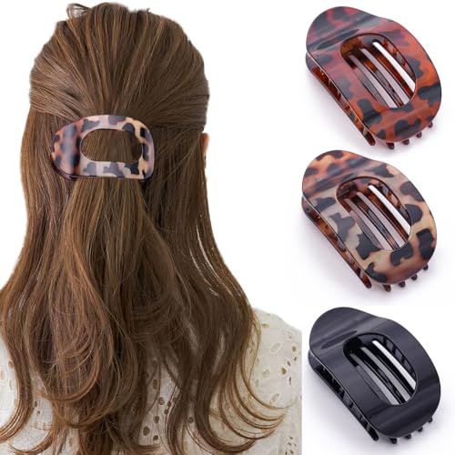 Flat Hair Clips for Thick Hair, Round Lay Down Claw Clips for Women,Strong Duck Billed Hair Clips,Large Hair Barrettes for Styling Sectioning