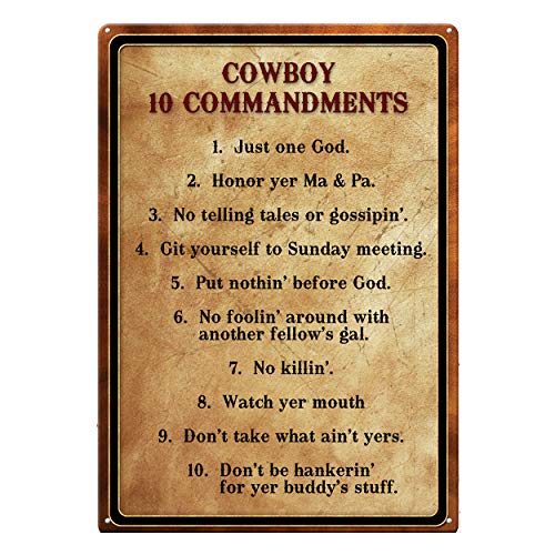 Rivers Edge Products Warning Cowboy 10 Commandment Sign