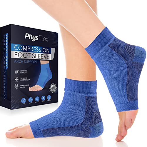 Compression Socks for Plantar Fasciitis, Achilles Tendonitis Relief - (1 Pair) Ankle Compression Sleeve for Heel Spurs, Foot Swelling & Fatigue - Arch Support Brace for Everyday Use