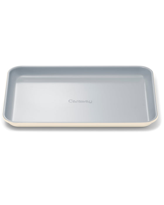 Caraway Nonstick Ceramic Small Baking Sheet (9x13”) – Non-Toxic, PTFE & PFOA Free – Oven Safe – Aluminized Steel Core – Mini Sheet Pan for Baking, Roasting & More - Cream
