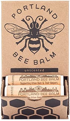 Portland Bee Balm All Natural Handmade Beeswax Based Lip Balm, Unscented 24 Count
