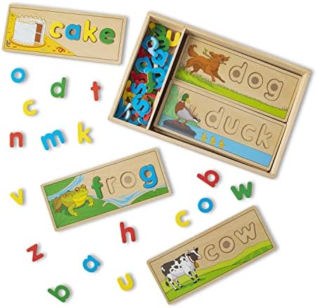 Melissa & Doug See & Spell Wooden Educational Language Learning Toy With Letters, Puzzle Boards Preschool Learning Activities, See & Spell Toys For Kids Ages 4+