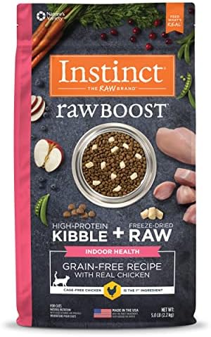 Instinct Raw Boost Indoor Health, Natural Dry Cat Food with Freeze Dried Pieces, Grain Free Recipe - Real Chicken, 5 lb. Bag