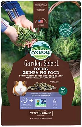 Oxbow Animal Health Garden Select Young Guinea Pig Food, Garden-Inspired Recipe for Young Guinea Pigs, No Soy or Wheat, Non-GMO, Made in The USA, 4 Pound Bag