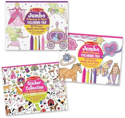 Melissa & Doug Sticker Collection and Coloring Pads Set: Princesses, Fairies, Animals, and More - FSC Certified