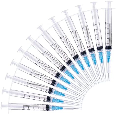 Disposable 2ml Syringe with 23Ga 1.0 Inch Needle, Each Individually Wrapped Pack of 20