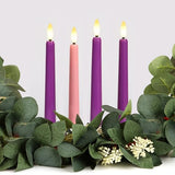 FREEPOWER Flameless Advent Candles - Set of 4 Battery Operated LED Advent Candle with Remote Control & Timer- 8-inch Tall Flicker Flame Battery Operated Taper Candles for Christmas Holiday