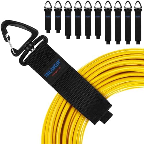 Heavy Duty Storage Straps(10-Pack), Trilancer Hook-and-Loop Cord Organizer and Hanger with Triangular Buckle to Hang on Walls for Cables, Wires, Rope, Hoses, Organization for Home, Garage or Workshop