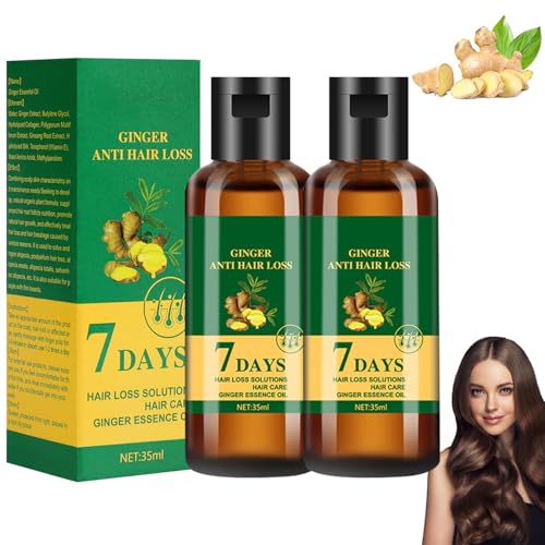 2Pcs Lidoria Ginger Anti Hair Loss 7 Days,Lidoria Ginger Anti Hair Loss,Ginger Oil for Hair Growth,Repair Damaged Hair for Stronger Thicker Longer Hair