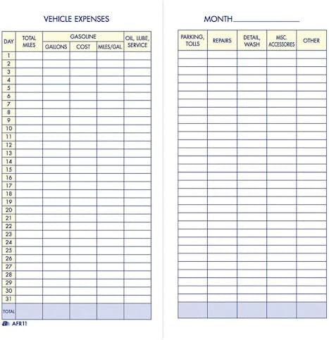 Adams Vehicle Expense Journal, , 3.25 x 6.25 Inches, White (AFR11)