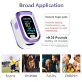 TYNDALL Fingertip Pulse Oximeter, 4 Data Pulse Oximeter with Respiration counter, Pulse Oximeter with Respiratory, Pulse Oximeter with Alarm, Oximetry with Batteries and Carry Bag and Lanyard(Purple)