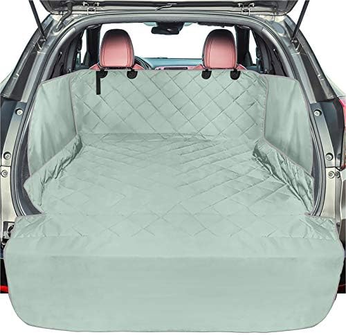 F-color SUV Cargo Liner for Dogs - Waterproof Pet Cargo Liner with Side Flaps, Comfort Dog Cargo Cover with Bumper Flap, Scrachproof Non-Slip Large Size Universal Fit SUVs Sedans Trunks Vans, Grey