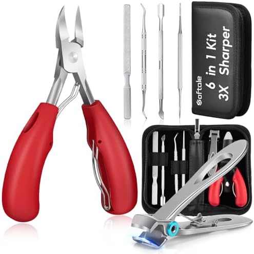 Podiatrist Professional Thick Toenail Clippers for Thick & Ingrown Nails, Wide Jaw Opening Nail Clippers Set for Ingrown Manicure, Pedicure, Men, Women, Seniors