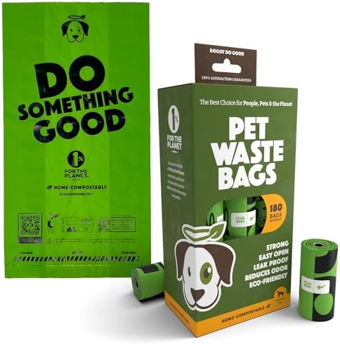 Doggy Do Good Poop Bags | Dog Waste Bags | Unscented, USDA Certified Biobased, Thick & Leak Proof, Easy Open | Standard Size | 180 Count
