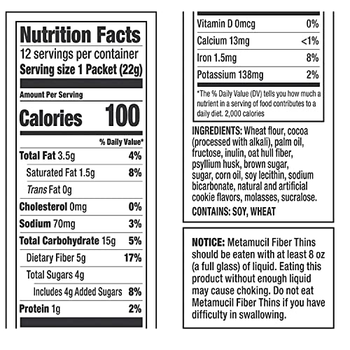 Metamucil Fiber Thins Fiber Supplement with Bleam Digestive Health Support Tip Card Psyllium Fiber Bars - 12CT Apple Crisp & 12CT Cinnamon Spice - Set