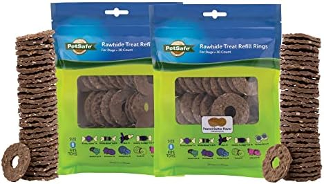 PetSafe Busy Buddy Toys Dog Treat Refills (60 Refills) Dog Treats Medium, Dogs Rawhide and Peanut Butter Flavors, Keeps Your Furry Friend Engaged, Resealable Bag for Freshness