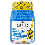Zarbee's Kid's Daily Probiotic Blend Gummies with 2 Strains for Digestive Support; Easy To Chew; Gluten-Free & Drug-Free; Ages 2+; Natural Fruit Flavors; 50 Count