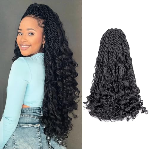 ToyoTress Boho Island Twist Crochet Hair - 20 Inch 8 Packs Bob Natural Black Boho Havana Twist Crochet Braids Synthetic Braiding Hair (20 Inch,8P-1B)
