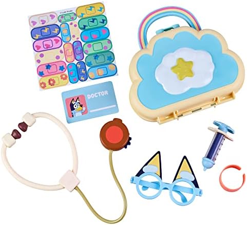 Bluey Cloud Bag Doctor's Set, Doctor Check Up Set, Toy Doctor's Playset with 7 Play Pieces