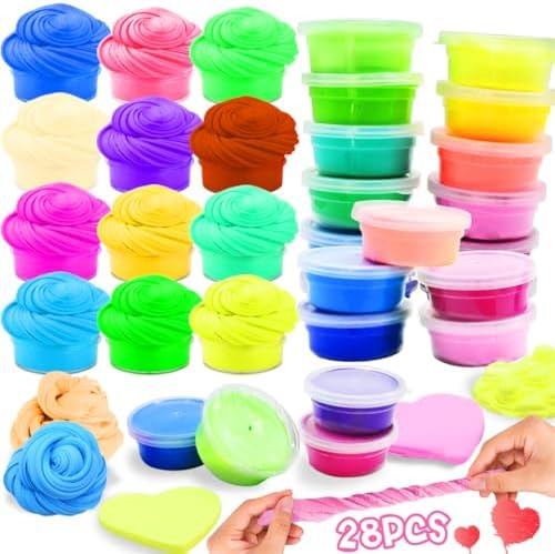 28pcs Colorful Play Doh Set, Butter Slime Playdough for Easter Egg Fillers School Exchange Gift Games Prizes