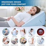 Sasttie Wedge Pillow for Sleeping Apnea, 9 & 12 Inch Adjustable Bed Wedge Pillow for Back Pain Relief, Cooling Memory Foam Pillow Wedge for Post Surgery, Acid Reflux and Snoring, Blue