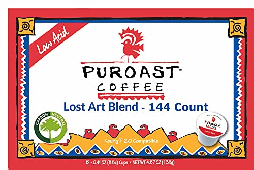 Puroast Low Acid Coffee| House Blend Single Serve Pods | Medium Roast | High Antioxidants & High pH |No Bitter Aftertaste | Reduced Heartburn & GERD Friendly | 72 Count - Compatible with Keurig Brewer