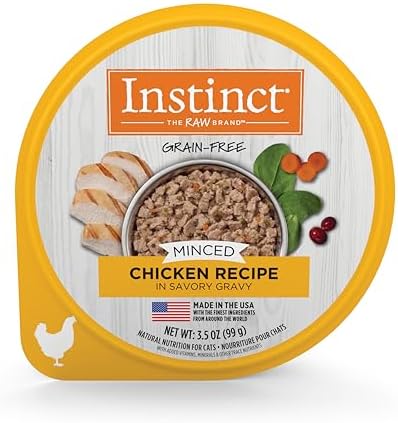 Instinct Original Minced Natural Wet Cat Food, Grain Free Recipe - Real Chicken, 3.5 oz. Cups (Pack of 12)