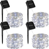 Twinkle Star 4 Pack Outdoor Solar String Lights, 39.4 FT 120 LED Solar Powered Christmas Decorative Fairy Lights with 8 Modes, Waterproof Light for Xmas Trees Patio Yard Wedding Party, White