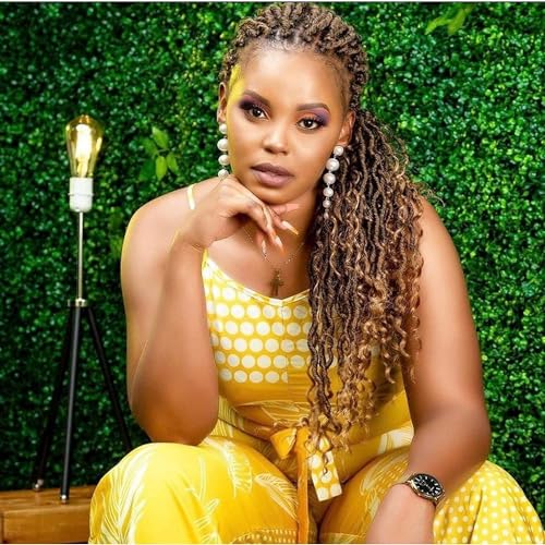 6packs Curly Faux Locs Crochet Hair 14 Inch Ombre Blonde River Goddess Locs Crochet Braids for Black Women Boho Styles Pre Loop Crochet Locs with Curly Hair in Middle Synthetic Bohemian Curls #T27