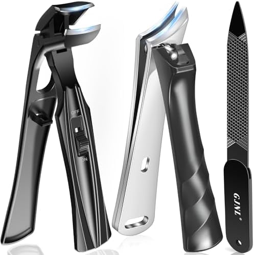 Toe Nail Clippers for Thick Nails for Seniors - Angled Head & Slanted Curved Blade Toenail Clipper, Sharp Heavy Duty Fingernail Clipper Cutter with Catcher Long Handle