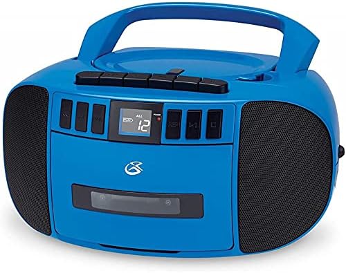 GPX BCA209BU Portable Am/FM Boombox with CD and Cassette Player, Blue