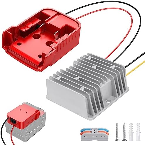 DC Power Aadpter for Milwaukee M18 Battery 18V to 12V Step Down Voltage Converter 15A MAX 180W Inverter Automatic Buck Converter DC Voltage Regulator with Upgraded Low Voltage Protection and Switch
