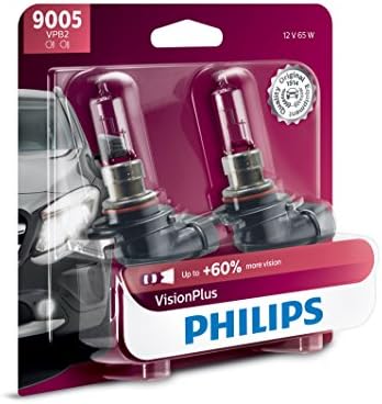 Philips Automotive Lighting 9005 VisionPlus Upgraded Headlight with up to 60% More Vision, 2 Pack