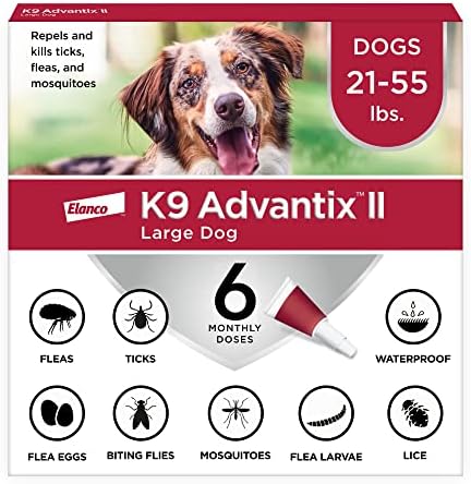 K9 Advantix II Large Dog Vet-Recommended Flea, Tick & Mosquito Treatment & Prevention | Dogs 21 - 55 lbs. | 6-Mo Supply