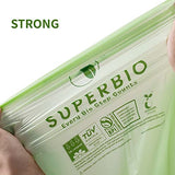 SUPERBIO 2.6 Gallon Compostable Handle Tie Bags, 100 Count, 2 Pack, Compost Food Waste Bags, Certified by BPI and OK Compost Home, 9.84L