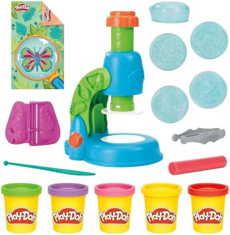 Play-Doh Light & Look Microscope for Kids 3 Years & Up, Electronic Preschool Toys for Girls & Boys, 9 Accessories & 5 Colors