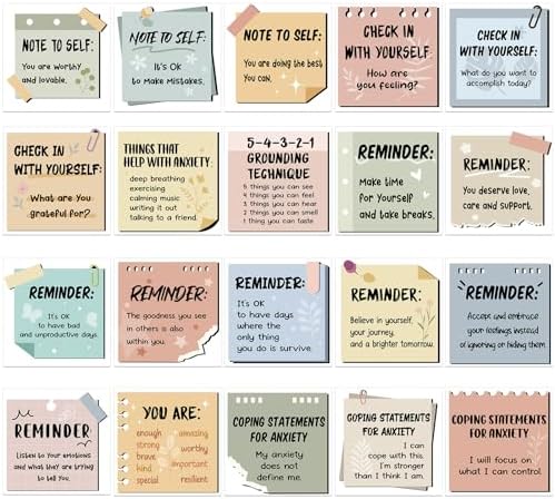 300 Pcs Mental Health Stickers Reminder Decals Laptop Water Bottle Positive Waterproof Stickers Psychology Affirmations Feelings Mental Health Decor for Adult(Warm Color)