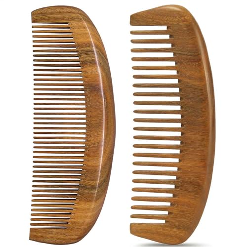The Moreinday Wooden Comb Wide Tooth Comb for Women Fine Tooth Comb for Men Wood Comb Hair Comb Sandalwood Comb - 2 Pack