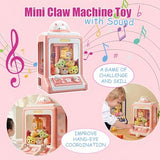 Mini Claw Machine for Kids, USB Claw Machine Arcade Game with Sound, Mini Plush Toys and Music, Christmas Party Birthday Toys Gifts for Kids, Girls, Boys (Pink Rabbit)