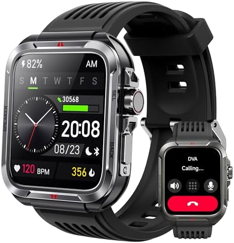 Smart Watch for Men, Answer/Make Bluetooth Calls, Metal Frame 1.8" Alexa Built-in Fitness Tracker with IP68/100 Sports Modes/Heart Rate/SpO2/Stress/Sleep Monitor for iOS/Android