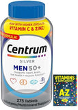 Centrum Silver Men 50+ Multivitamin, 8 Months Supply, 275 Tablets + Exclusive Vitamin Guide Free Book (2 Items) NOT Cannot Sold Separately Free Book Include