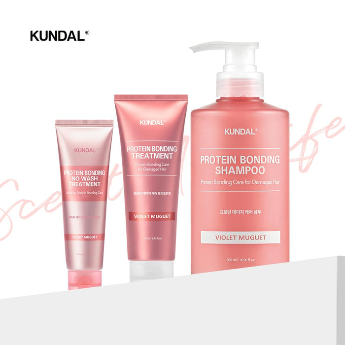 [KUNDAL Official] [Damage Care 3-Piece Set] Shampoo 500ml + Treatment 250ml + Leave-in Treatment 130ml #Violet Muguet