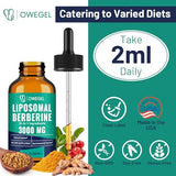 Berberine Supplement 3000mg - Liposomal Berberine HCL Liquid Drops - 12 in 1 Natural Ingredients with Premium Berberine HCL, Ceylon Cinnamon, Bitter Melon, Green Tea Extract, Turmeric & More - 4 Fl Oz