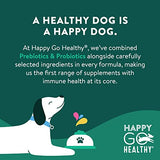 Happy Go Healthy Gut Health Supplements for Dogs | Prebiotic & Probiotic Food Topper with Ginger Root, Icelandic Seaweed, and Organic Kelp | All Breeds and Sizes | 60 Count