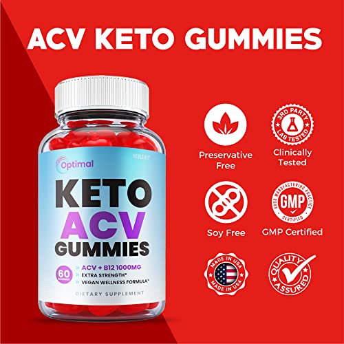 (2 Pack) Optimal Keto ACV Gummies - Official Formula, Vegan - Optimal Keto Gummies, Optimal Keto Gummies Plus ACV Apple Cider Vinegar 1000mg Weight Apple Loss Cider Extra Strength Gummy (120 Gummies)